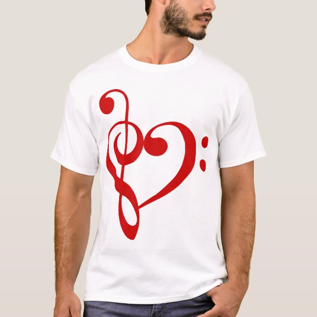 Camiseta (roja) del corazón de los Clefs agudos y (Anverso)