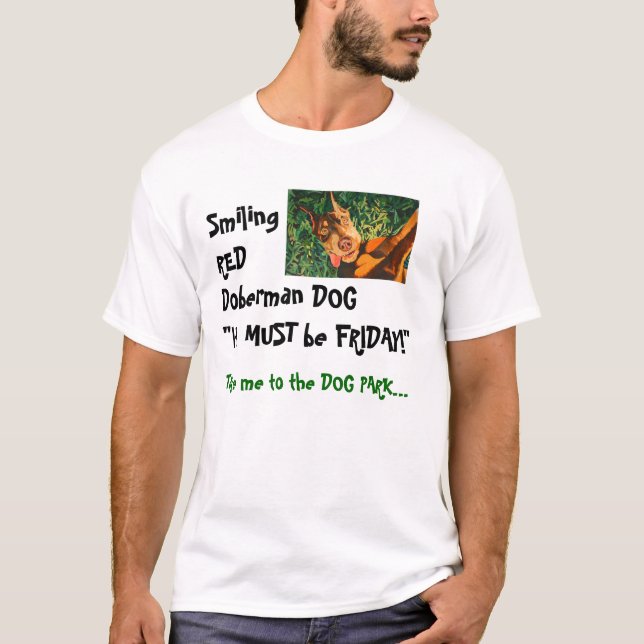 Camiseta roja del Doberman del perro (Anverso)