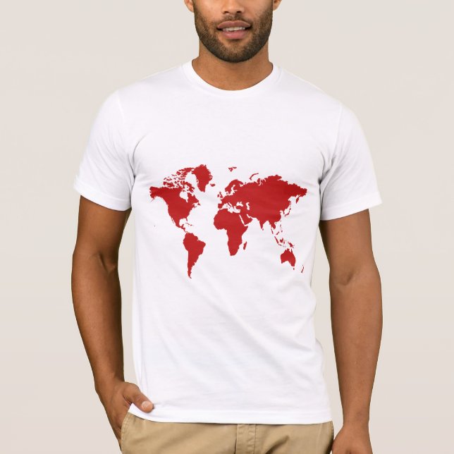 Camiseta roja del mapa del mundo (Anverso)