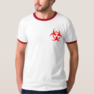 Camiseta roja del símbolo del Biohazard