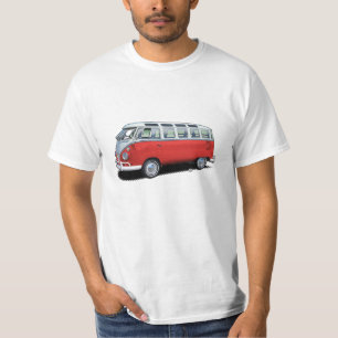 Camiseta roja del transportador del autobús de