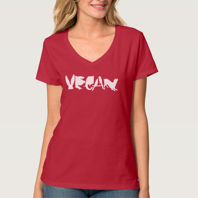 CAMISETA ROJA DEL V DE LAS MUJERES BLANCAS DEL (Anverso)