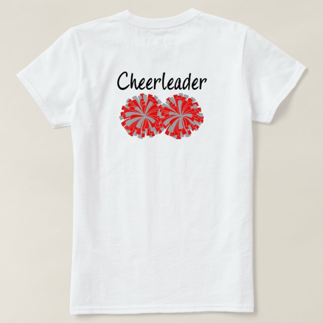 Camiseta roja gris de animadora senior de doble ca (Reverso del diseño)