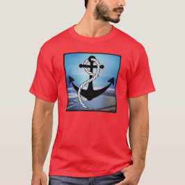 Camiseta roja masculina en la costa azul náutica