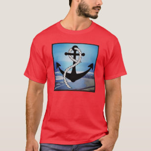 Camiseta roja masculina en la costa azul náutica