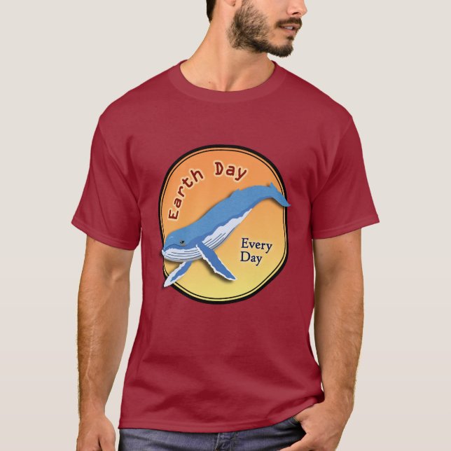Camiseta roja Motif de la ronda del Día de la Tier (Anverso)