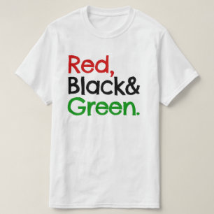 Camiseta roja, negra y verde afroamericana
