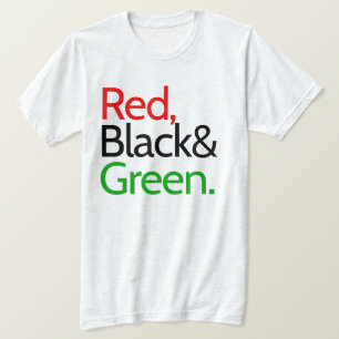 Camiseta roja, negra y verde afroamericana