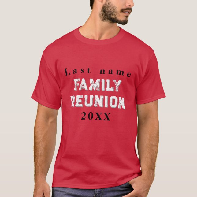 Camiseta roja personalizada para reunión familiar, (Anverso)
