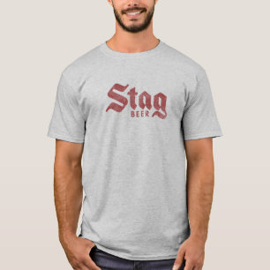 Camiseta roja retro con logotipo de "Cerveza Stag"