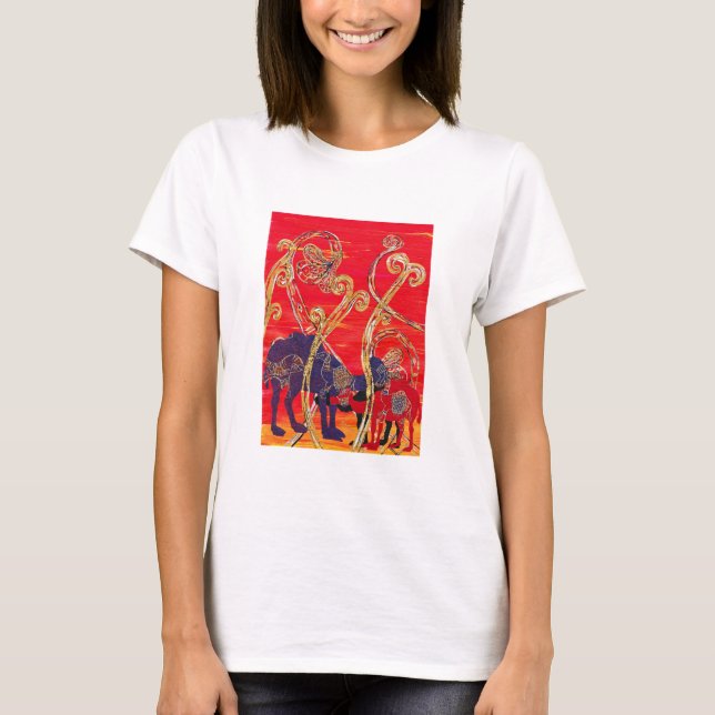 Camiseta roja y azul de los camellos (Anverso)