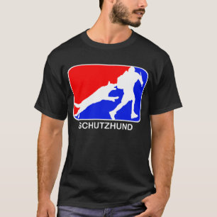camiseta roja y azul del schutzhund del logotipo