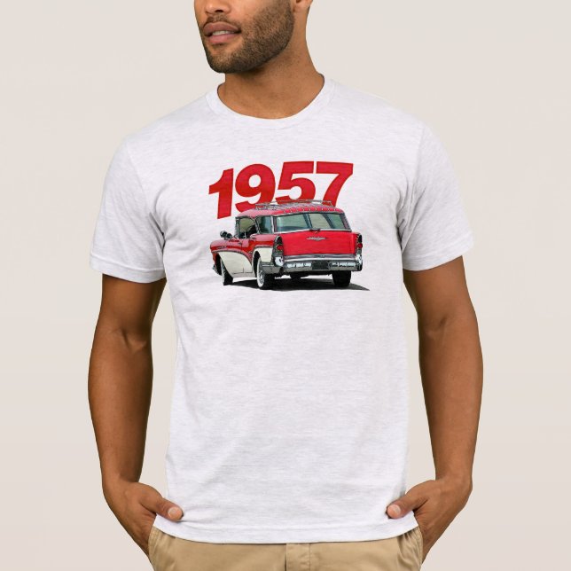 Camiseta roja y del blanco 1957 de Buick de la (Anverso)