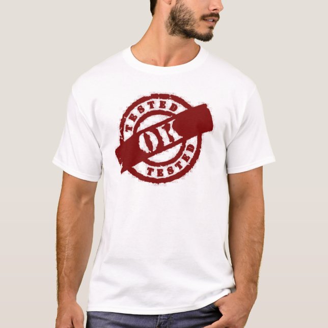 Camiseta rojo aceptable probado sello (Anverso)