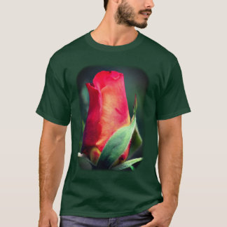 Camiseta Rojo Amarillo Rosebud Naturaleza floral