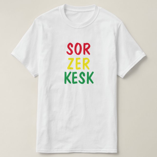Camiseta rojo, amarillo, verde en kurdo - o zer Kesk (Diseño del anverso)