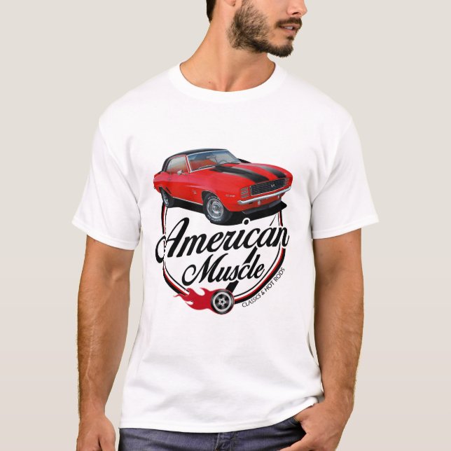 Camiseta Rojo americano Camaro del músculo (Anverso)