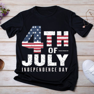 Camiseta Rojo angustiado, blanco y azul patriótico