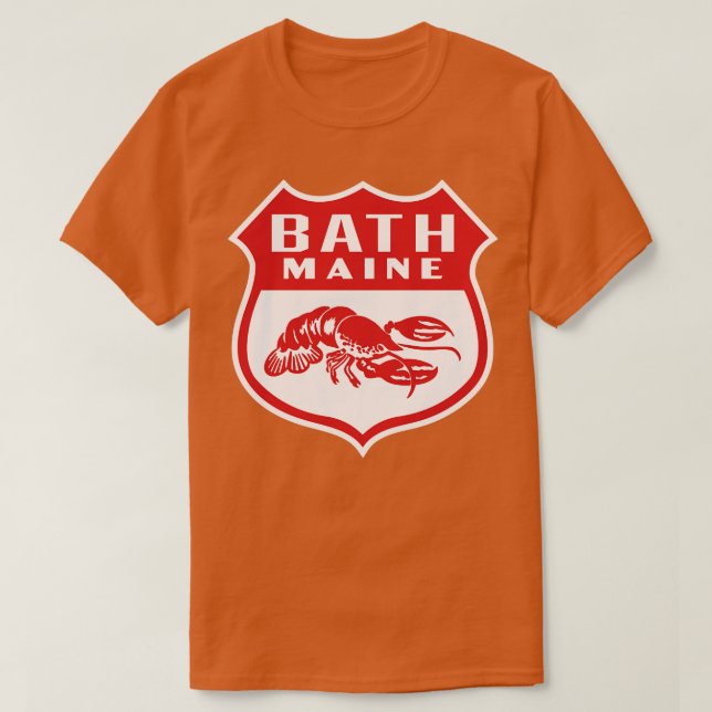 Camiseta Rojo Bath Maine Retro Shield (Diseño del anverso)