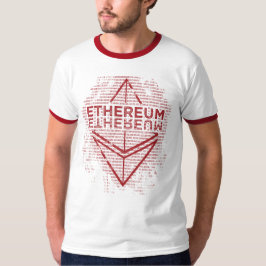 Camiseta Rojo binario del Grunge de Ethereum