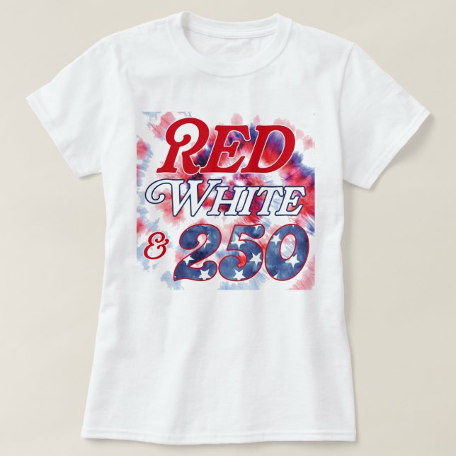 Camiseta Rojo Blanco & 250 teñido de nudos (Diseño del anverso)