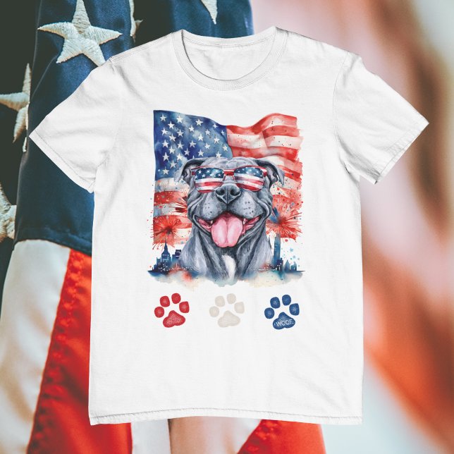 Camiseta Rojo Blanco Azul Divertido Pitbull Gris Perro 4 de (Subido por el creador)