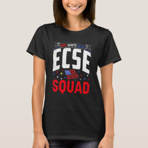 Camiseta Rojo Blanco Azul ECSE Squad 4 de Julio ECSE Profes