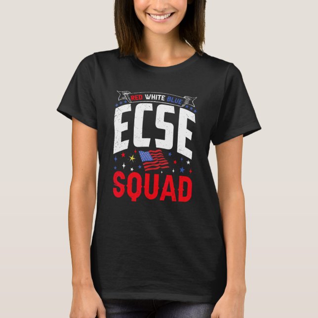 Camiseta Rojo Blanco Azul ECSE Squad 4 de Julio ECSE Profes (Anverso)