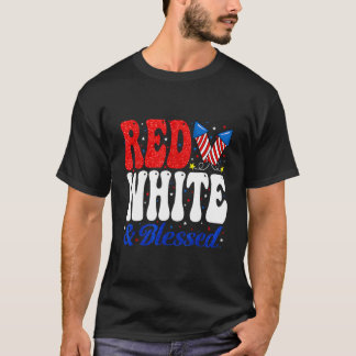 Camiseta Rojo Blanco Bendito 4 De Julio Patriótico
