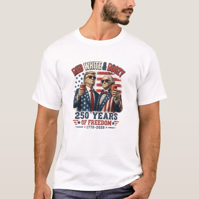 Camiseta Rojo Blanco Borracho Trump George Washington 250 (Anverso)