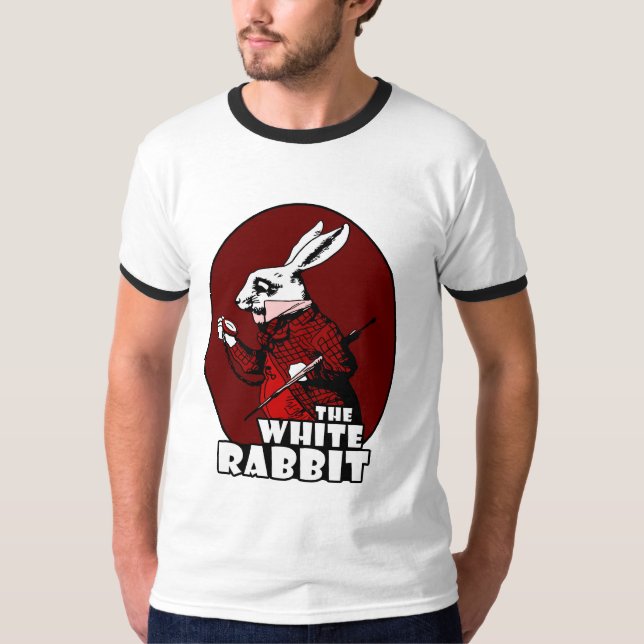Camiseta Rojo blanco del logotipo del conejo (Anverso)