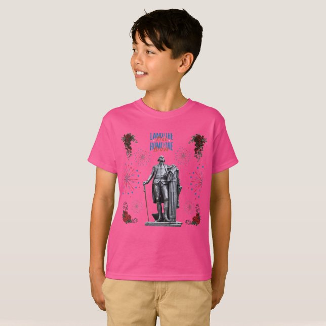 Camiseta Rojo Blanco Destello rosa caliente (Anverso completo)