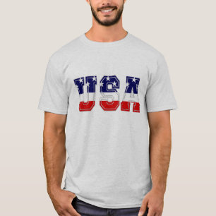 Camiseta Rojo Blanco y Azul Patriótico USA Estrellas y Fran