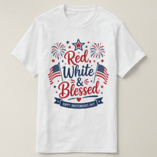 Camiseta Rojo, Blanco y Bendito 4 de Julio Patriótico