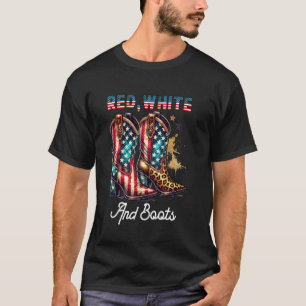 Camiseta Rojo Blanco Y Botas Coqueta Vaquera Lindo 4 De Jul