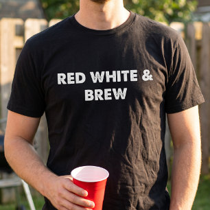 Camiseta Rojo Blanco y Cerveza Amante de la Fiesta del 4 de