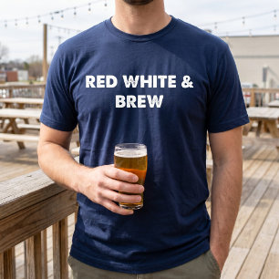 Camiseta Rojo Blanco y Cerveza Amante de la Fiesta del 4 de