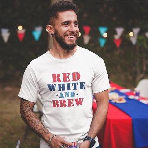 Camiseta Rojo Blanco y Cerveza Divertido 4 de Julio Hombres