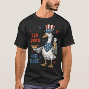 Camiseta Rojo Blanco Y Ganso Bebida 4 De Julio Ganso Retro