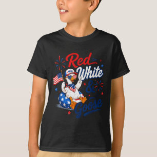 Camiseta Rojo Blanco Y Ganso Divertido 4 De Julio Patriótic