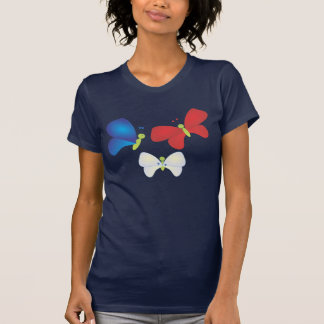 Camiseta Rojo, blanco y mariposas