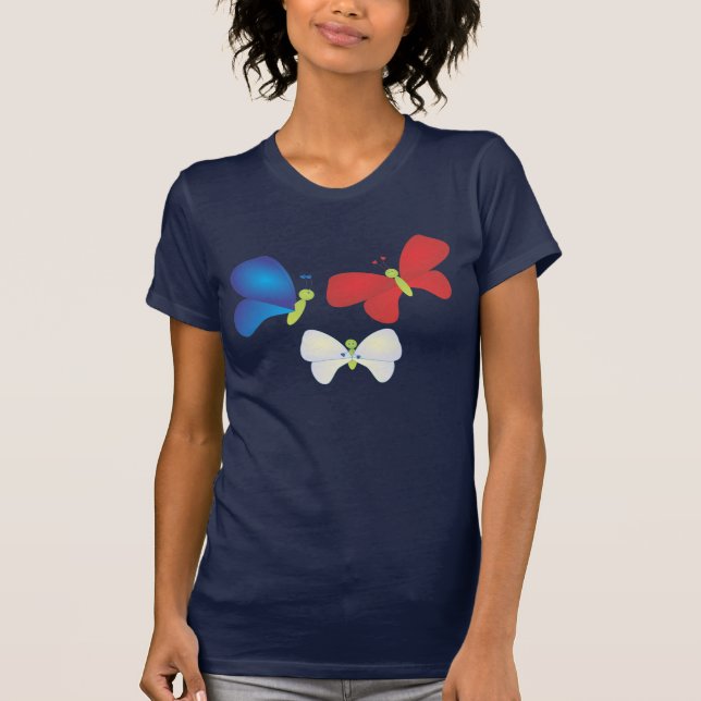 Camiseta Rojo, blanco y mariposas (Anverso)