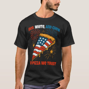 Camiseta Rojo Blanco y Masticar Rebanada de Pizza Patriótic