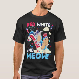 Camiseta Rojo, Blanco, ¡Y Miau! Amantes De Gatos Diversión