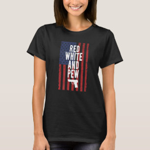 Camiseta Rojo Blanco Y Pew Arma De La Fiesta De Independenc