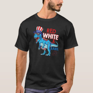 Camiseta Rojo Blanco Y Rawr Rex Usa Dinosaurio Patriótico 4