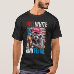 Camiseta Rojo Blanco y Salvaje Mapache Divertido Patriótico