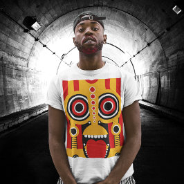 Camiseta Rojo con arte tiki Naranja