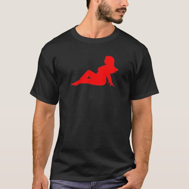 Camiseta ROJO Curvy del chica del Mudflap (Anverso)
