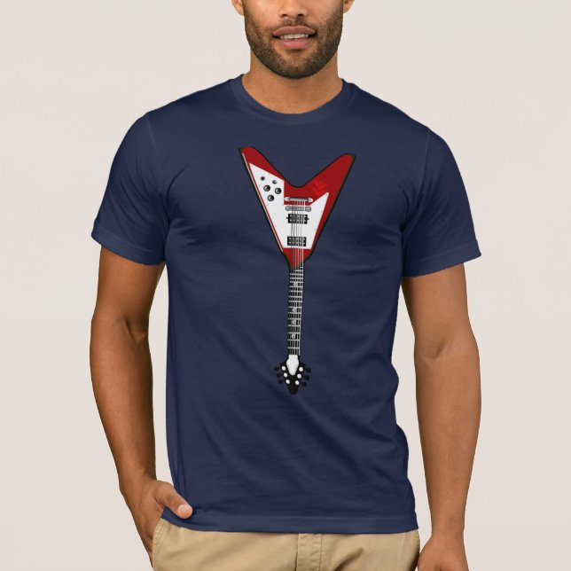 Camiseta Rojo de la guitarra de la roca (Anverso)